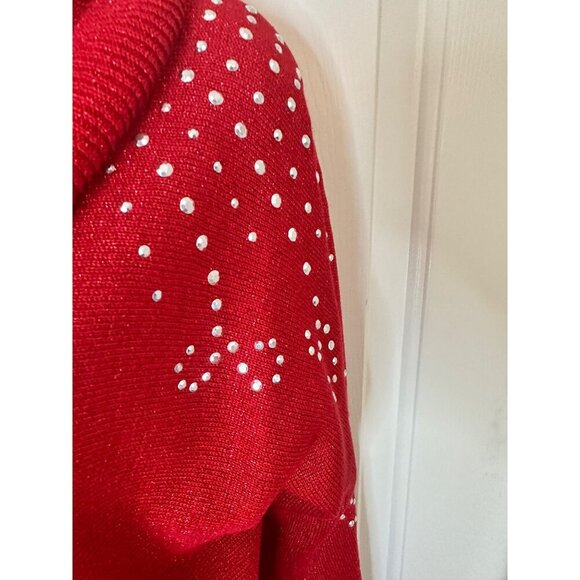 Ruby Rd. Small Womens Red Cowl Neck Sweater With Rhinestone Accents Long Sleeve - Picture 2 of 13